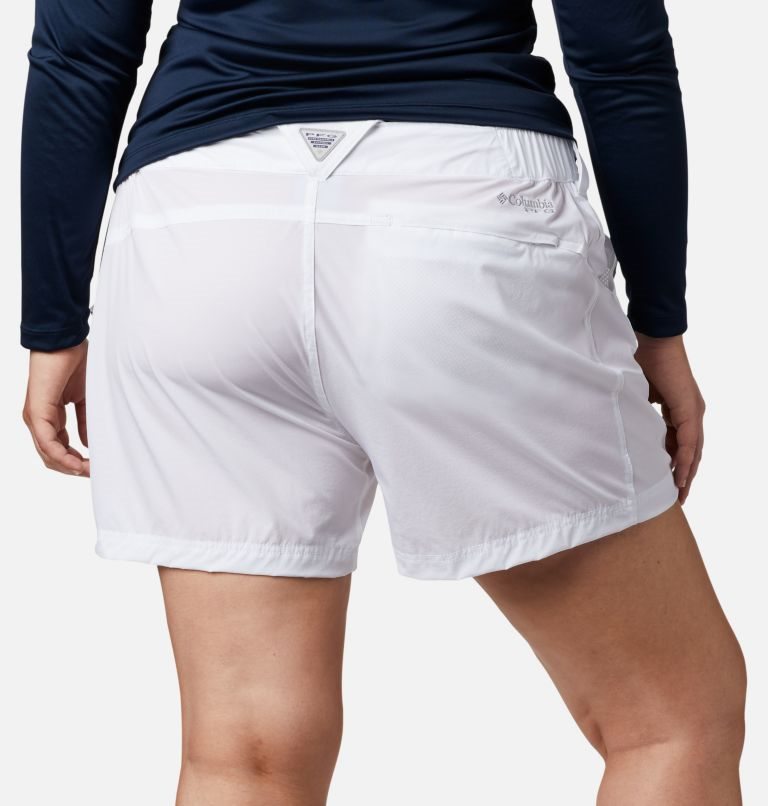 Women's Columbia PFG Coral Point III Shorts White | Plus Size CA-K4L83